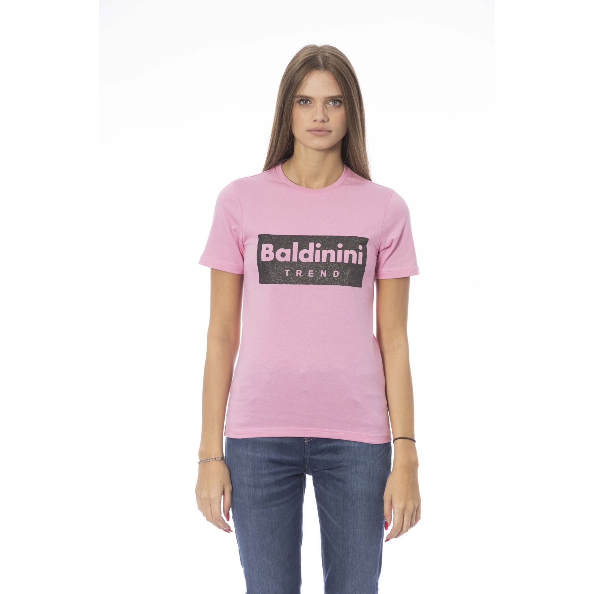 Дамска памучна тениска в розово Baldinini Trend Women’s t-shirt Baldinini Trend TSD07 MANTOVA ROSA1 in Pink font view