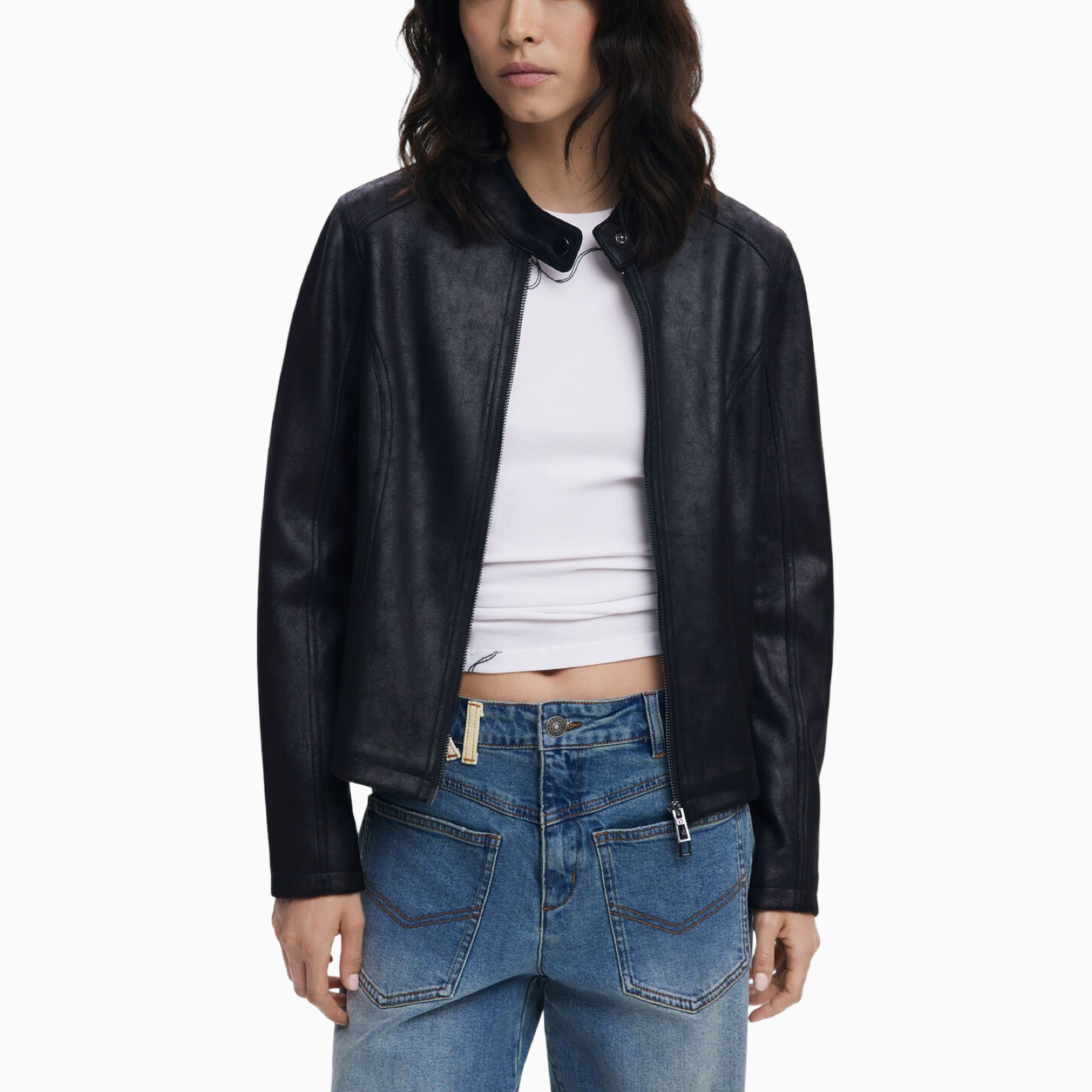 Дамско яке Desigual Women Faux Leather Jacket 25WWEW43 Front View