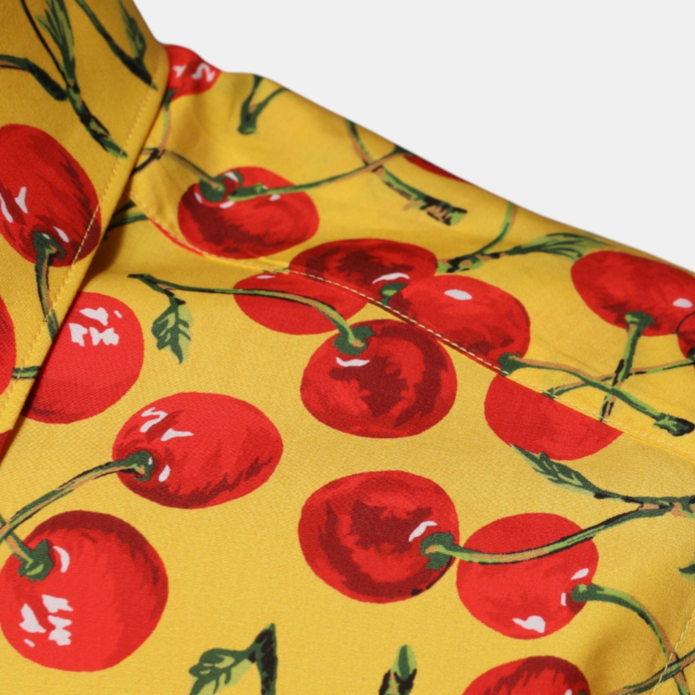 Мъжка луксозна жълта памучна риза DOLCE & GABBANA Men’s Luxury Yellow Cherry Cotton Shirt MARTINI