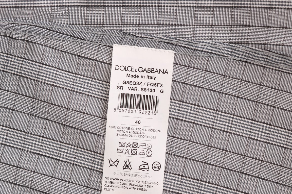Dolce & Gabbana Елегантна ежедневна тениска риза на сиво каре