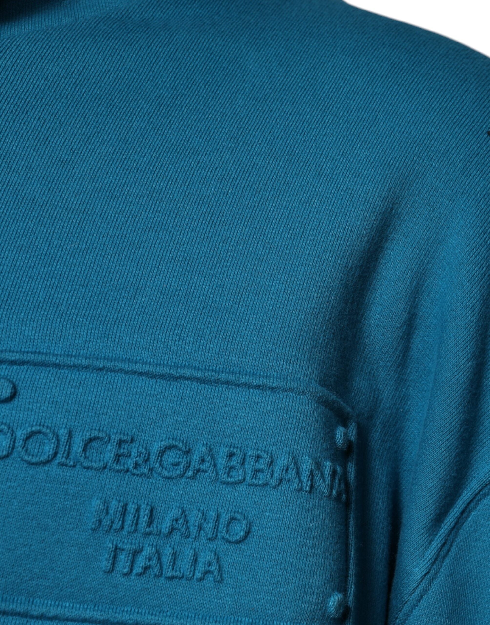 Памучен пуловер с качулка със синьо лого Dolce & Gabbana