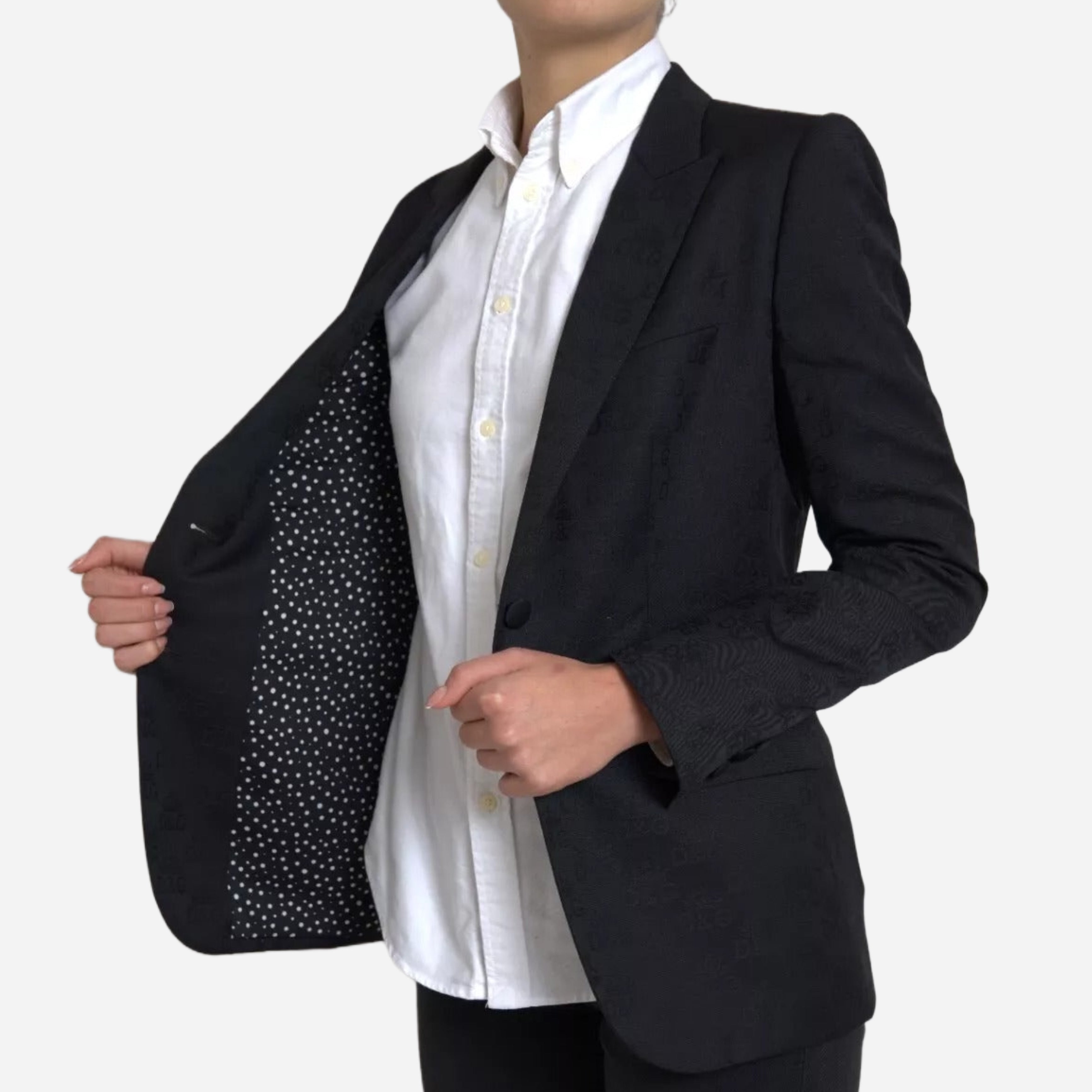 Дамско черно вълнено сако DOLCE & GABBANA Women’s Luxury Black Wool Blazer