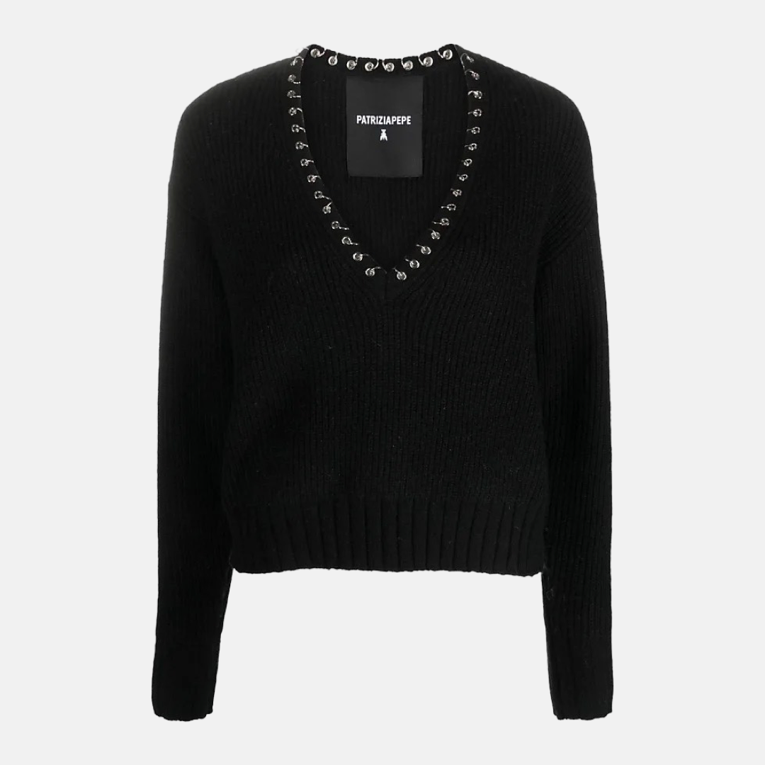 Дамски пуловер с остро деколте Women’s sweater Patrizia Pepe 2K0219K134 NEK103 front view