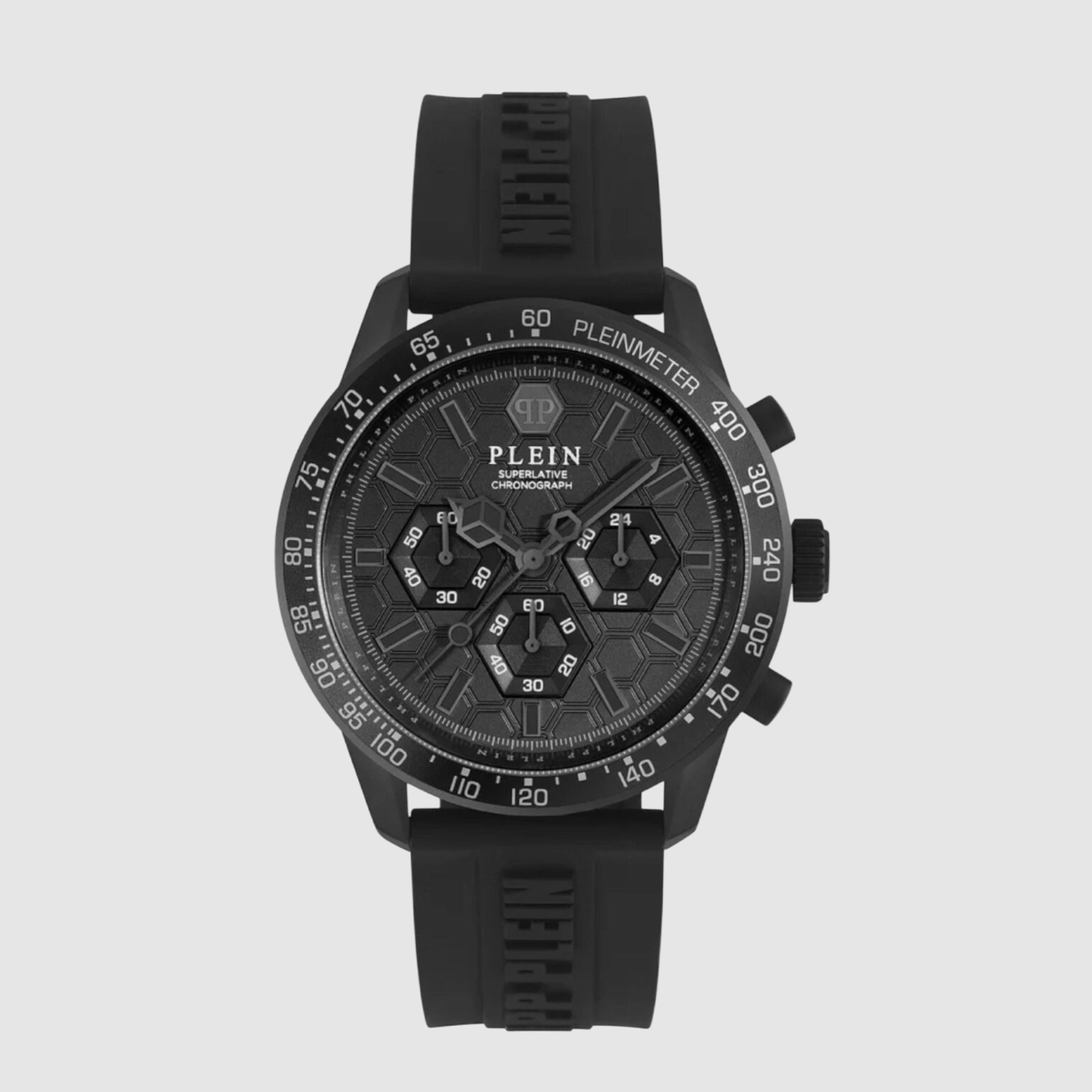 Men’s black watch Philipp Plein Мъжки черен часовник PWPYA0324 front view