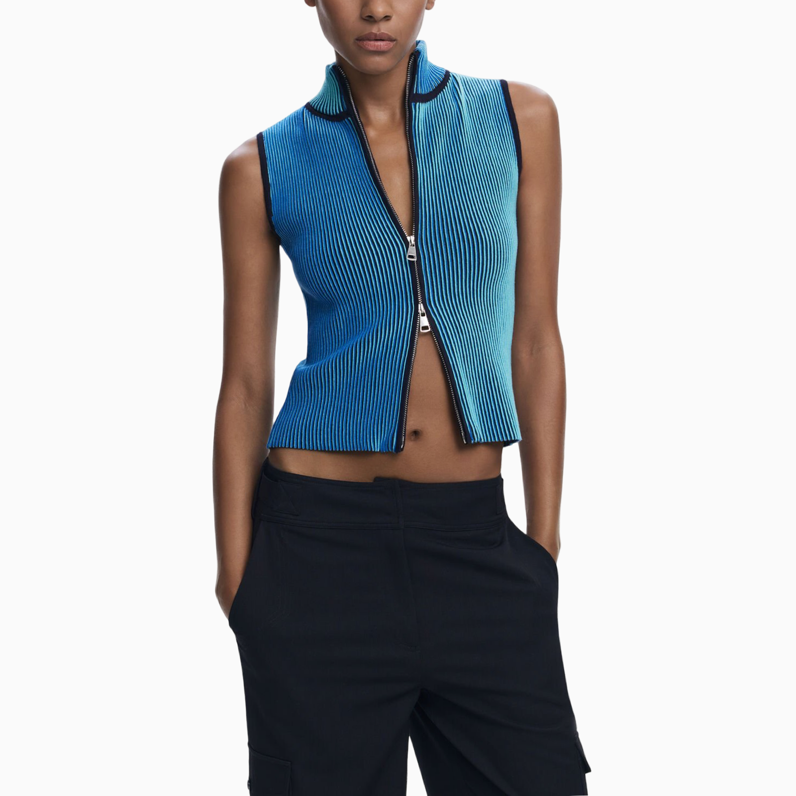 Дамски черен панталон Desigual Women Trouser 25WWPW08 Front View