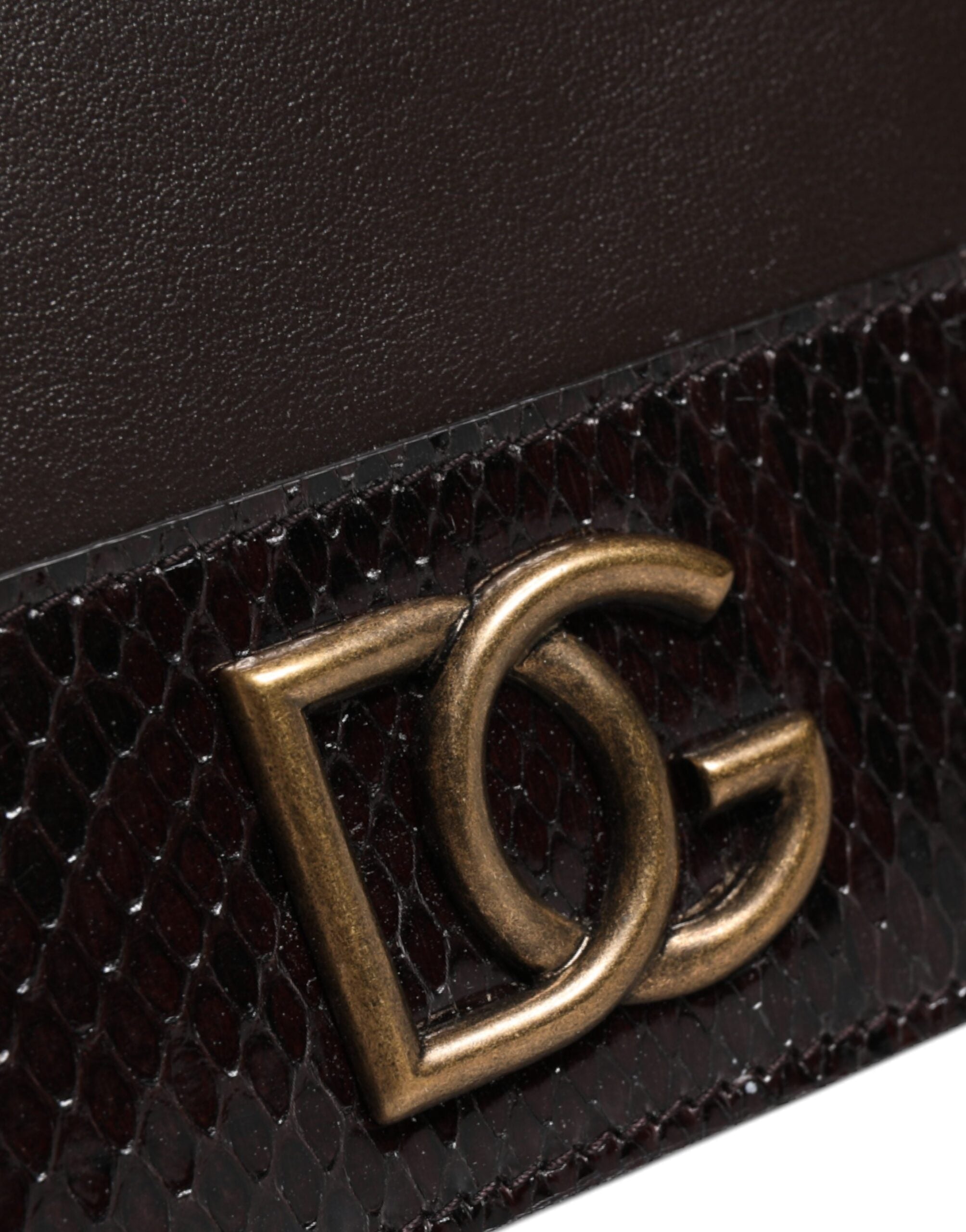 Dolce & Gabbana Кафяв кожен портфейл с двойна сгъваемост DG Logo Cardholder Sling Strap Wallet