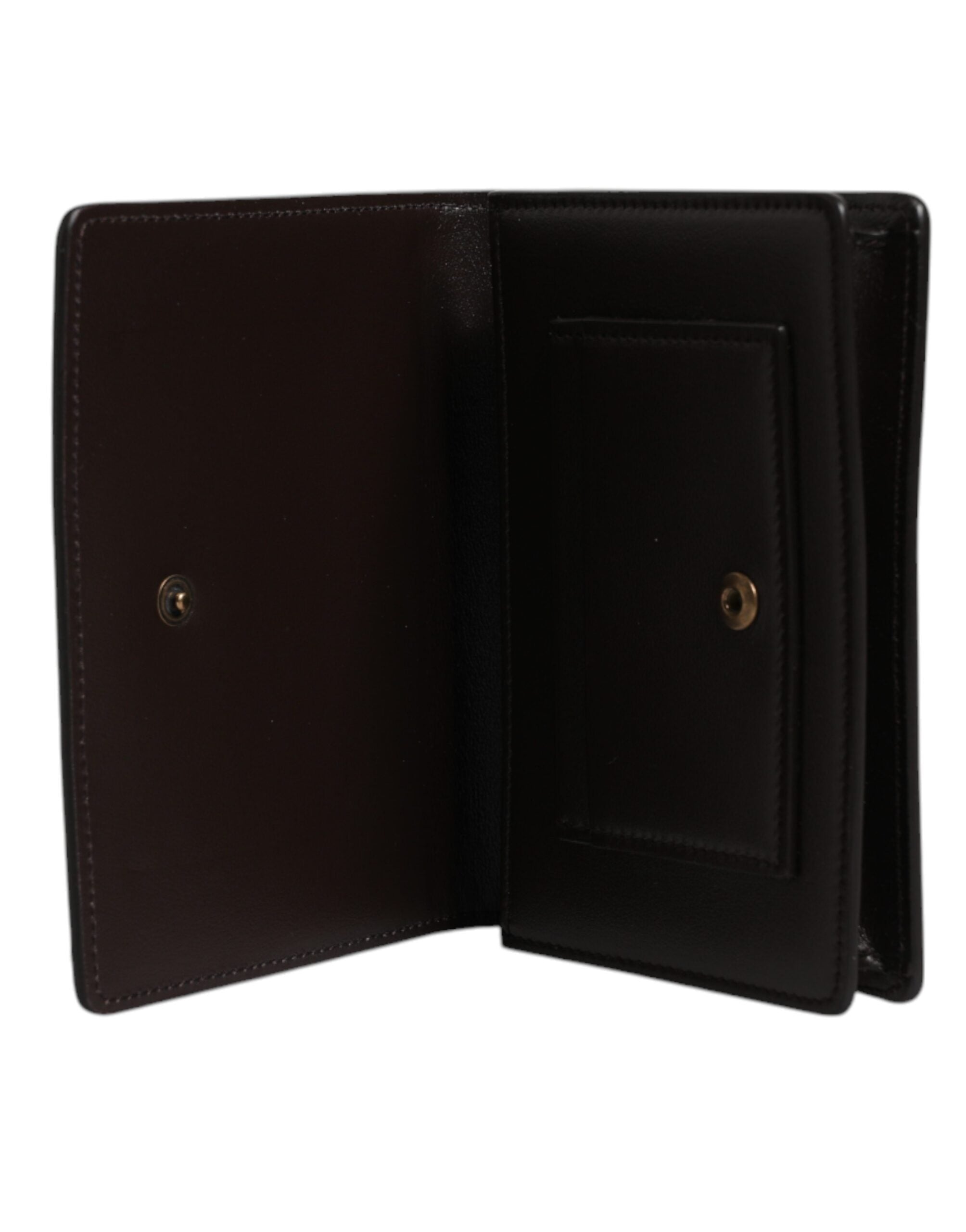 Dolce & Gabbana Кафяв кожен портфейл с двойна сгъваемост DG Logo Cardholder Sling Strap Wallet