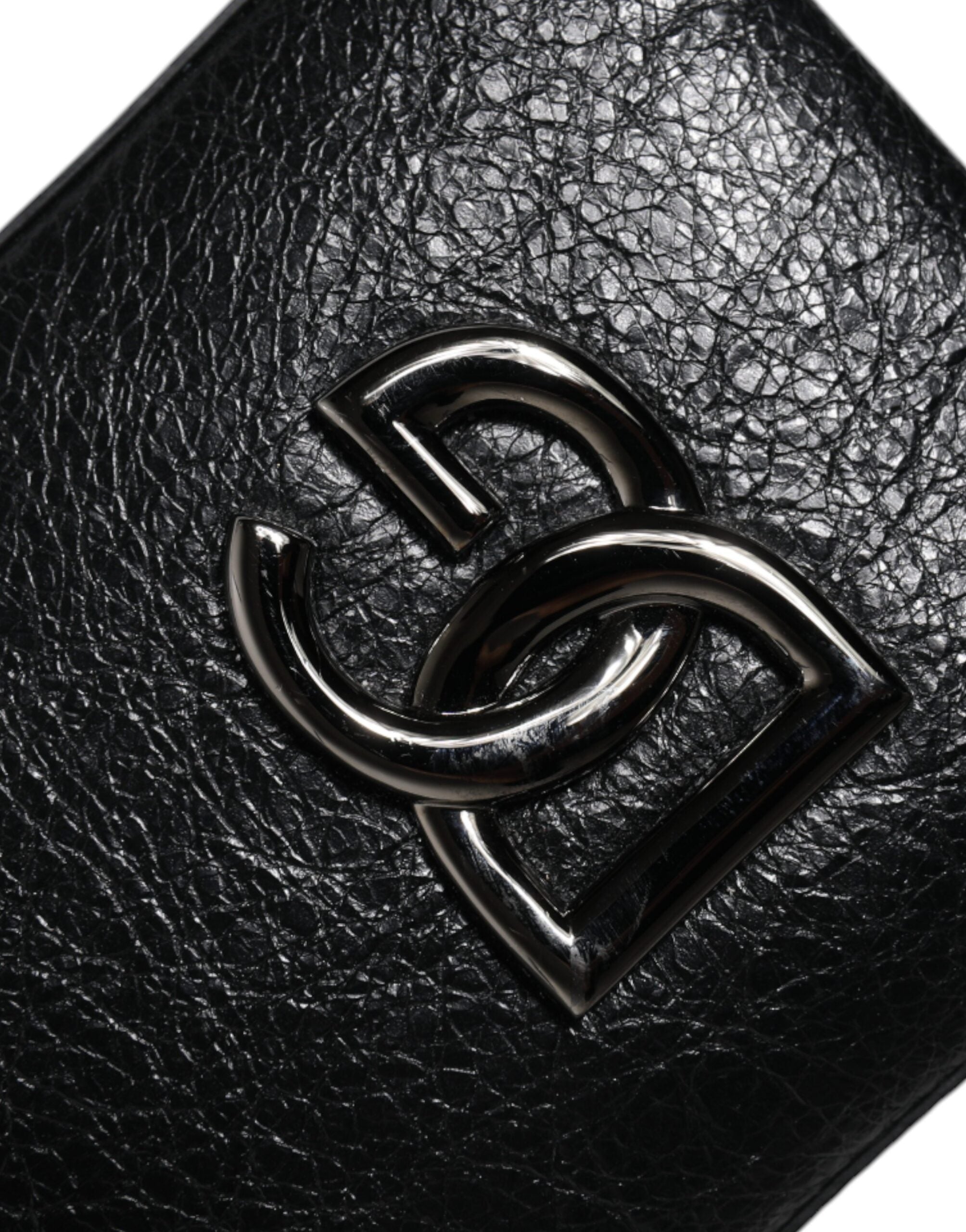 Черна кожена чанта Dolce & Gabbana с верига през рамо, чанта за телефон