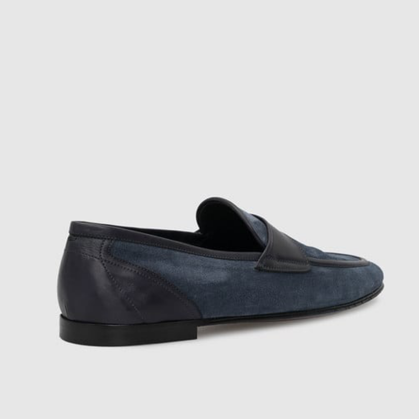 Мъжки сини мокасини Dolce & Gabbana Blue Suede Leather Men Loafers Heel View