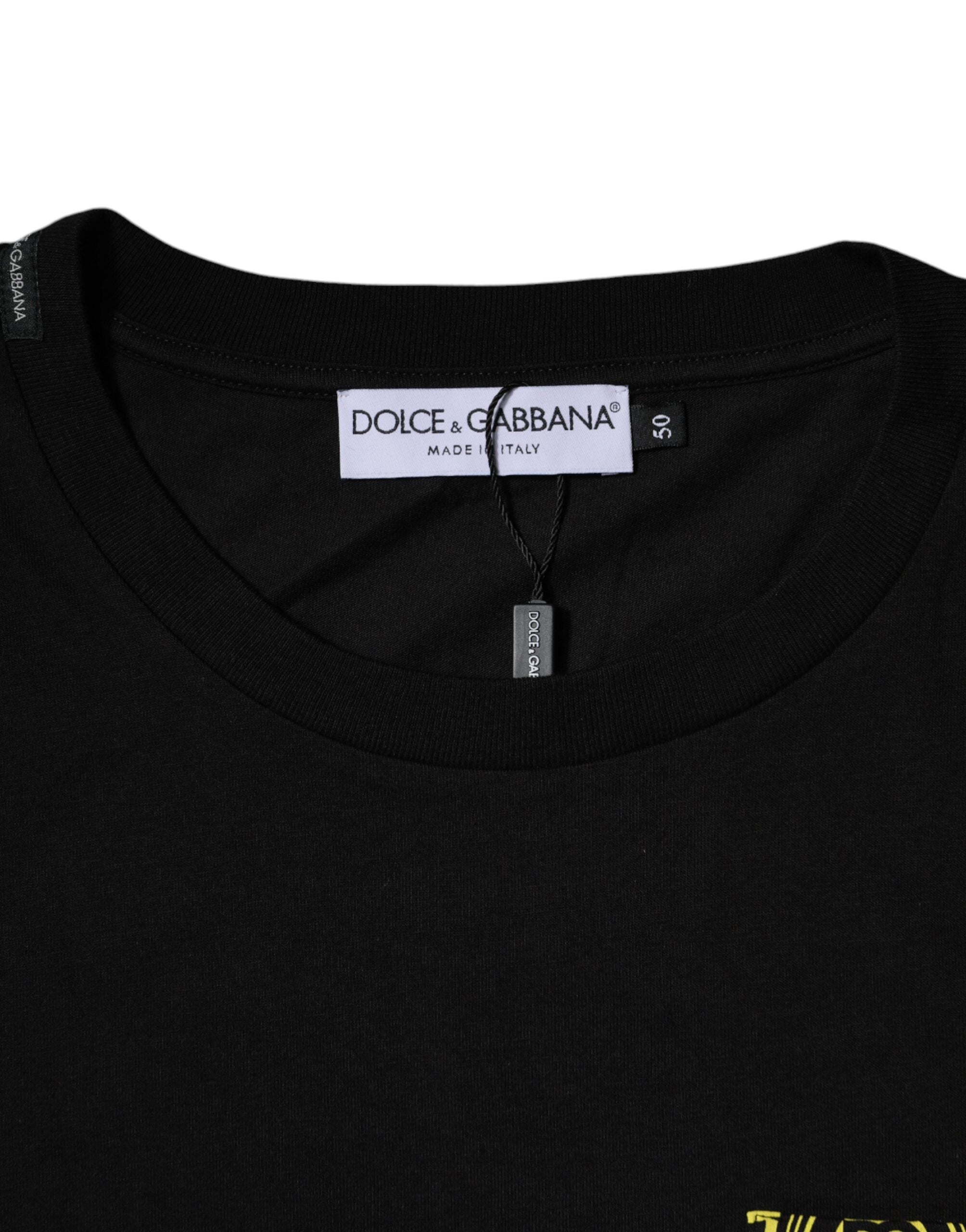 Памучна тениска с къс ръкав с черно лого на Dolce & Gabbana