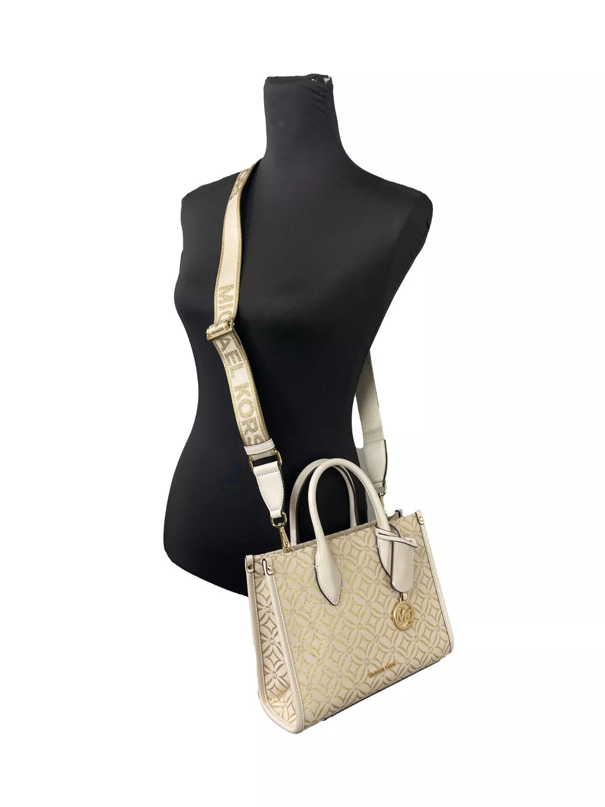Michael Kors Mirella Малка горна чанта с цип Crossbody Tote Bag Creme