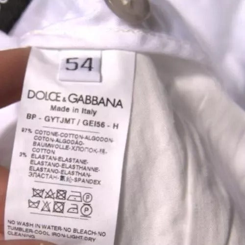 Dolce & Gabbana Бели панталони Chinos от памучни еластични ежедневни шорти