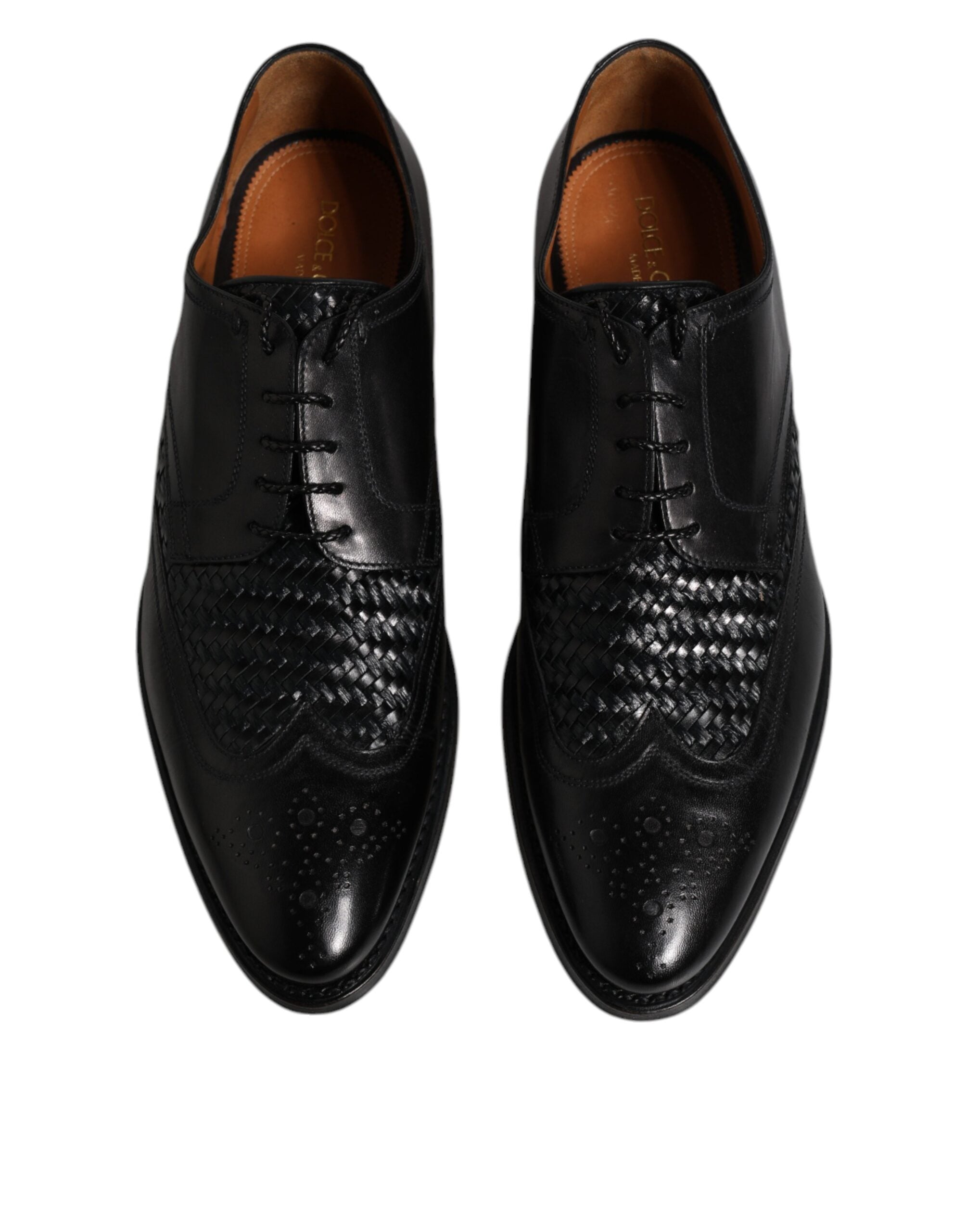 Dolce & Gabbana черни кожени дерби обувки Wingtip с връзки и официални рокли