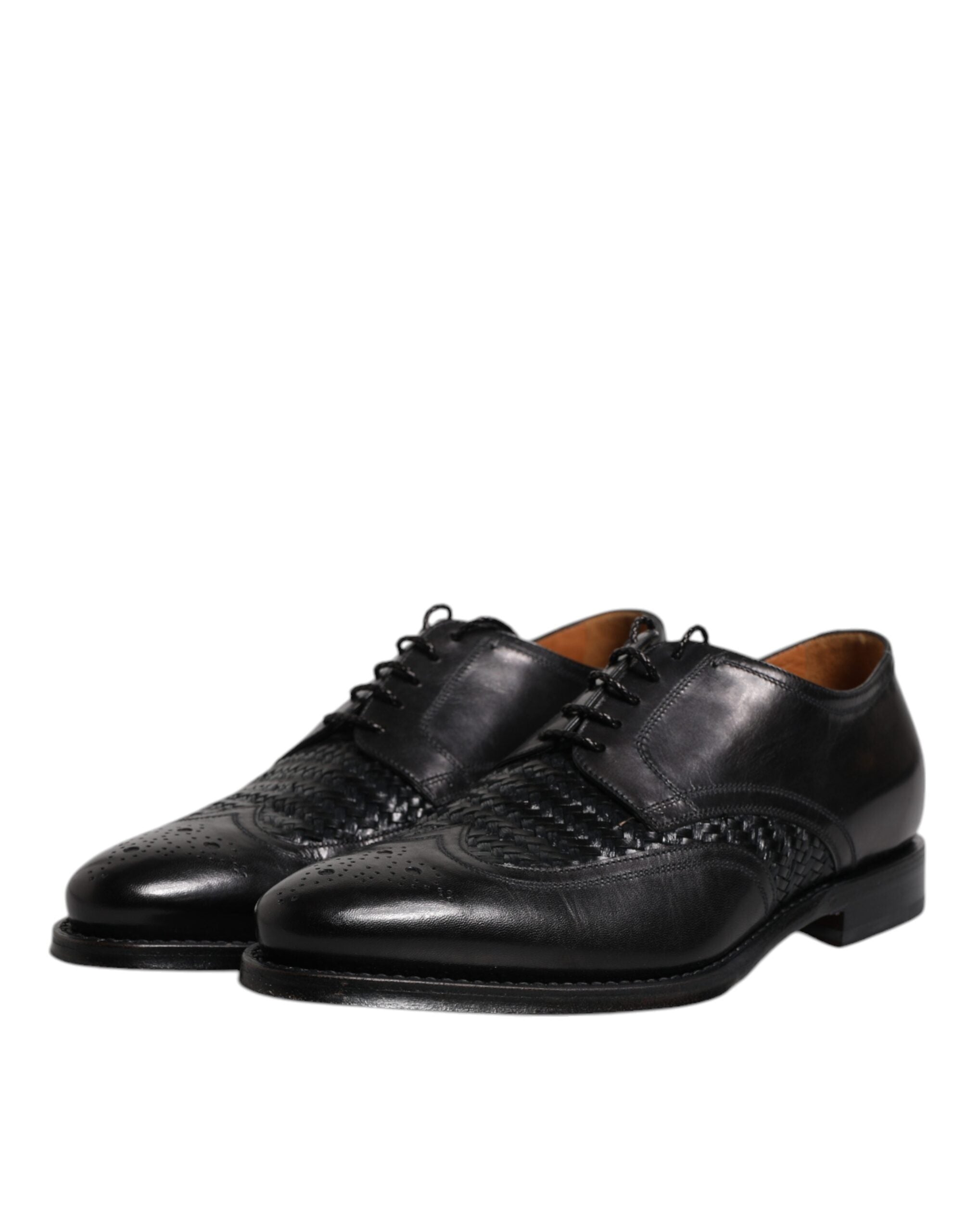 Dolce & Gabbana черни кожени дерби обувки Wingtip с връзки и официални рокли