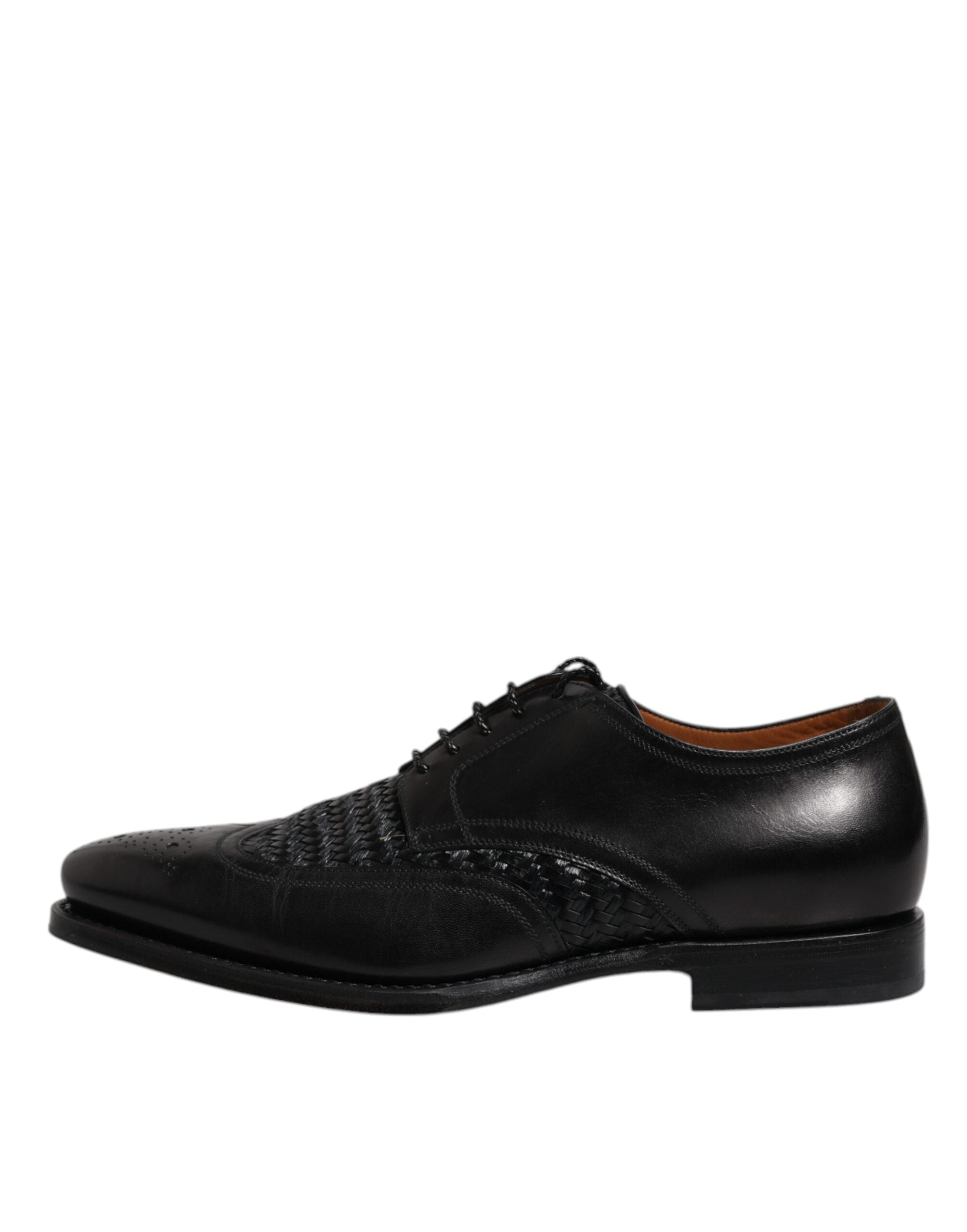 Dolce & Gabbana черни кожени дерби обувки Wingtip с връзки и официални рокли