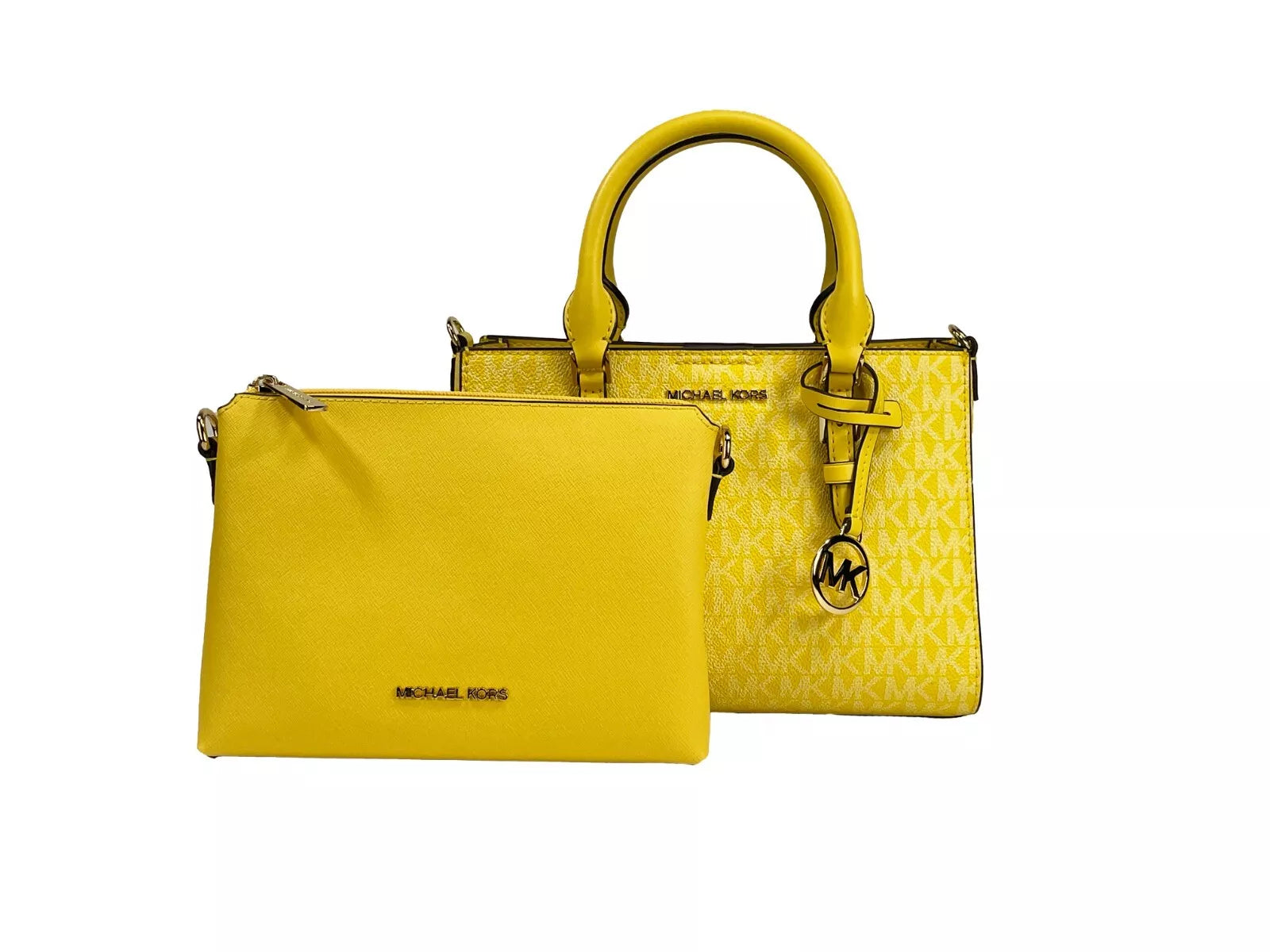 Michael Kors Charlotte 3 в 1 Чанта тип чанта Crossbody Златножълто