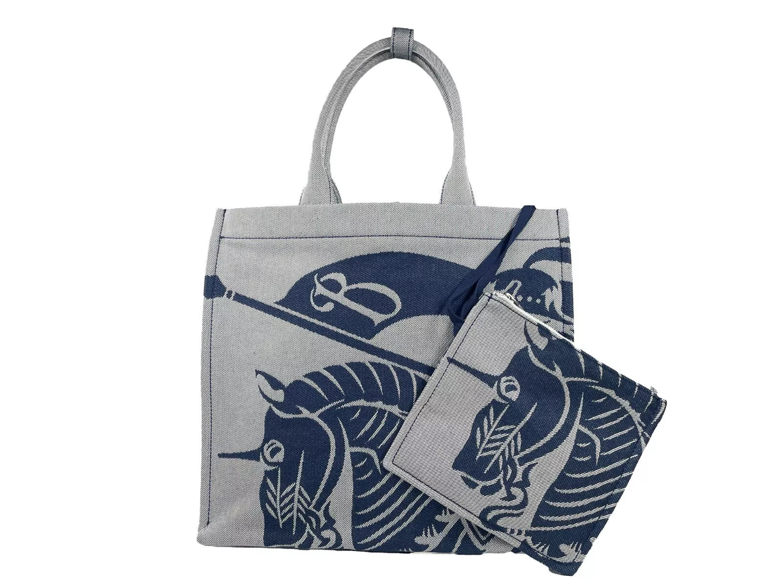 Burberry Navy EKD Canvas Tote Bag с монетник