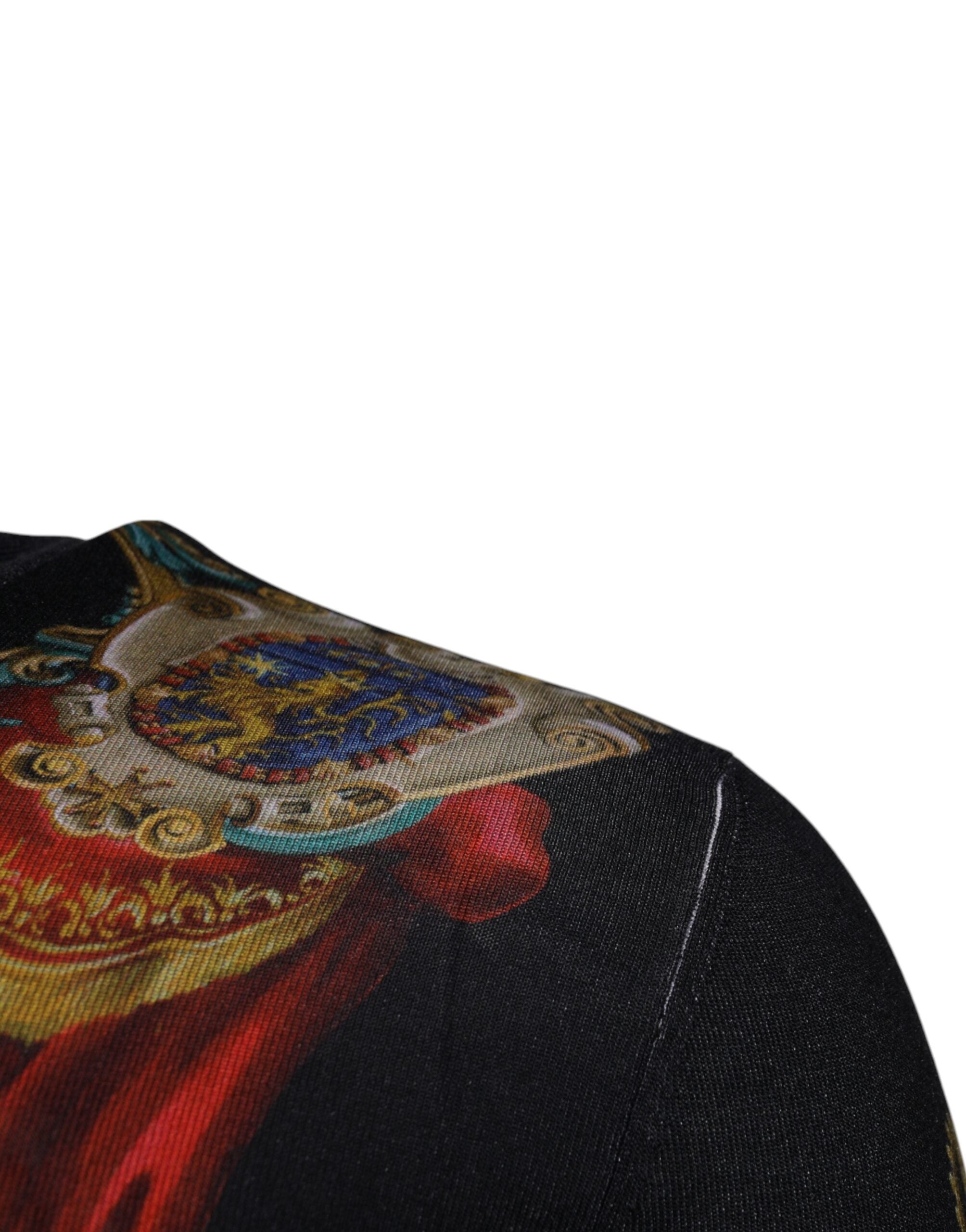 Копринен пуловер с кръгло деколте Dolce & Gabbana Black Heraldic DG