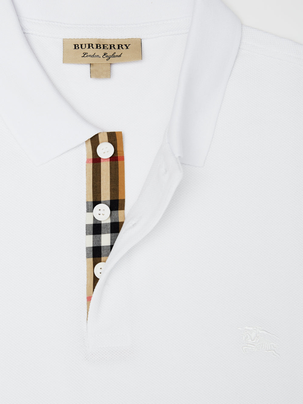 Бяла памучна поло тениска с яка Burberry
