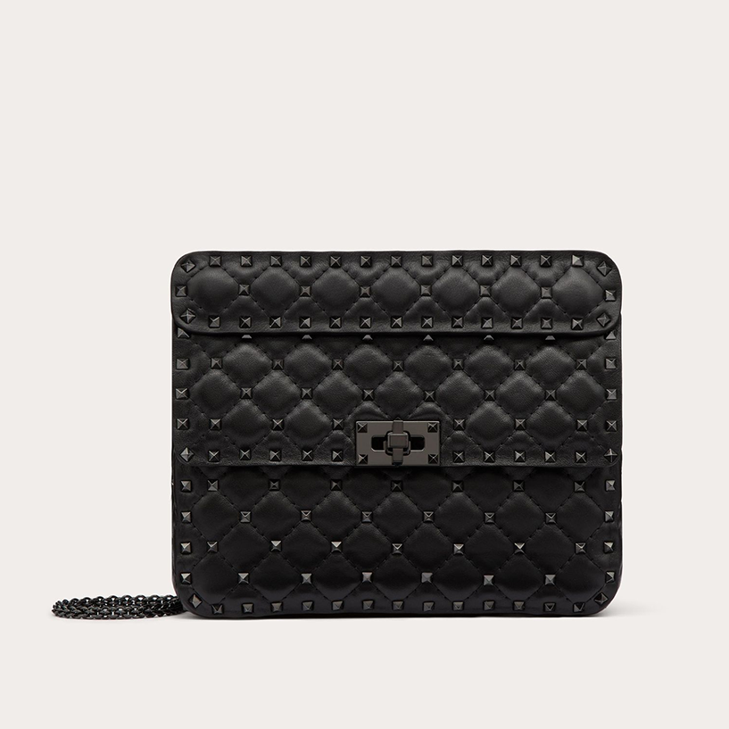 Дамска чанта Women’s shoulder bag Valentino Garavani Rockstud Spike ZW2B0122SLC0NO Black front view