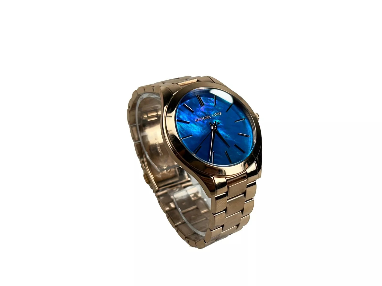 Тънък часовник Michael Kors Runway от неръждаема стомана MK3494 Ocean Blue Gold