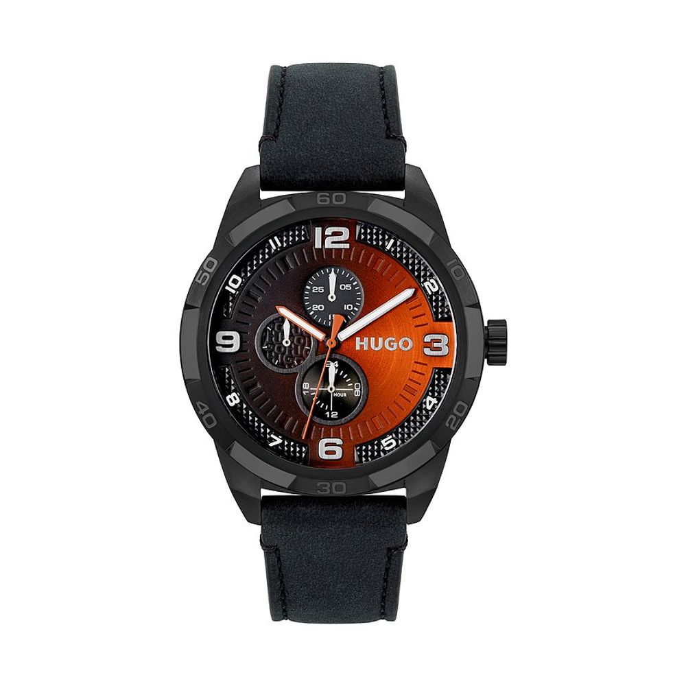 Черен кожен часовник Hugo Boss