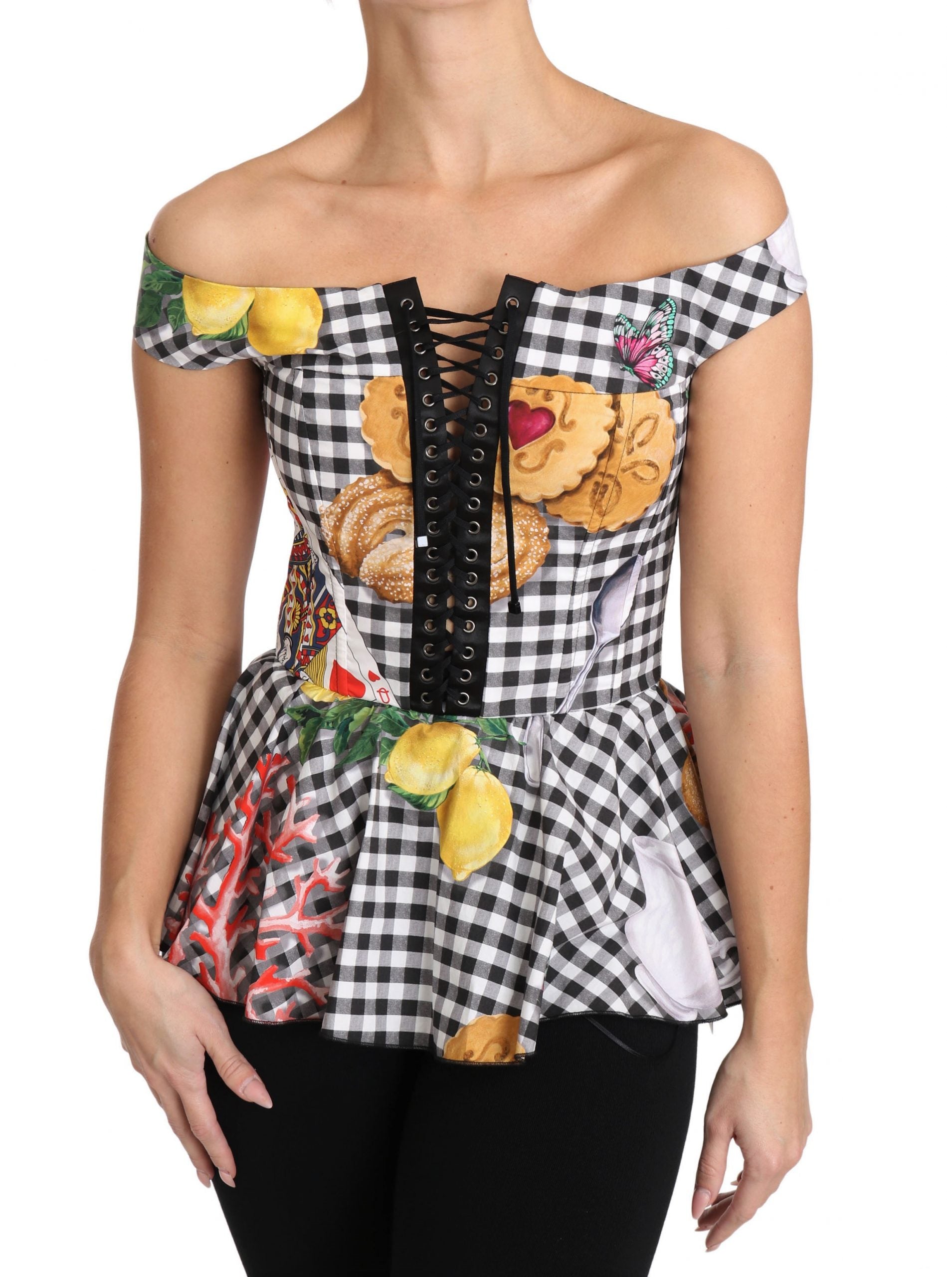 Dolce & Gabbana Chic карирана горна блуза с корсет