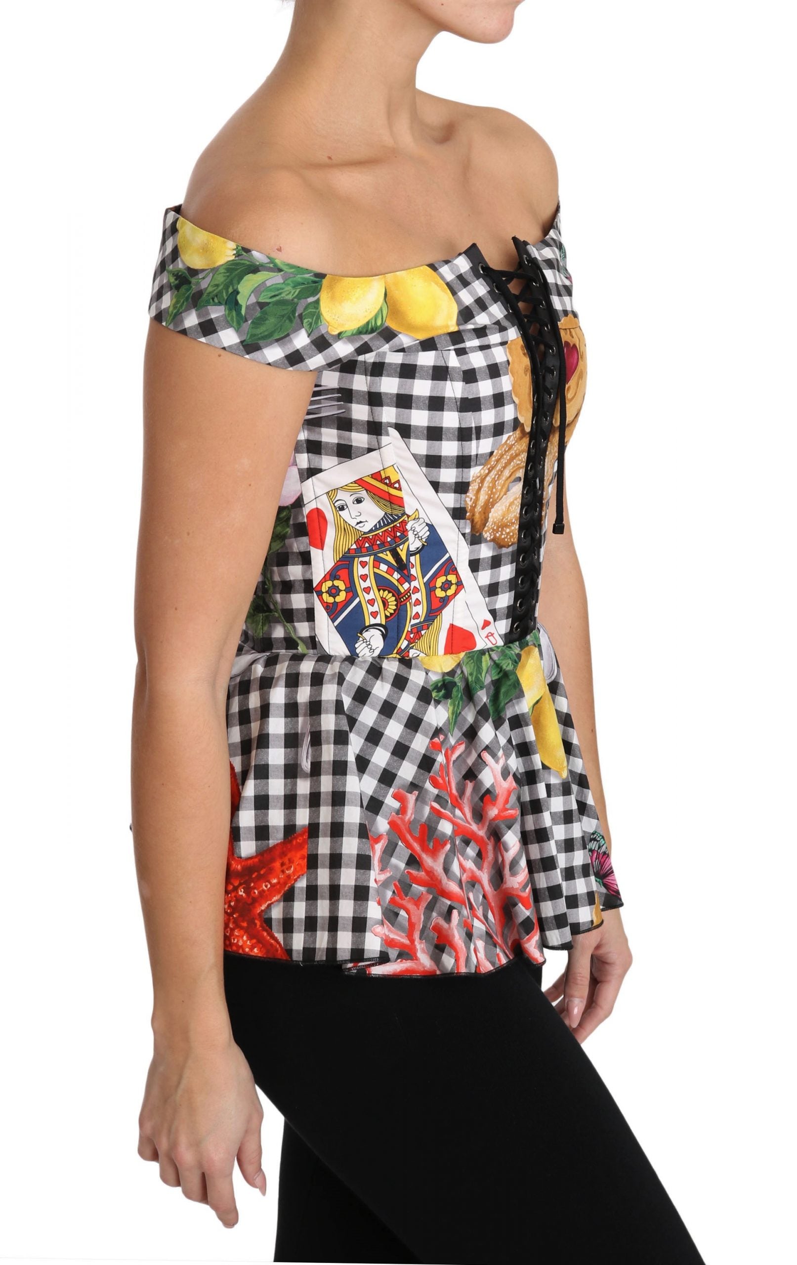Dolce & Gabbana Chic карирана горна блуза с корсет