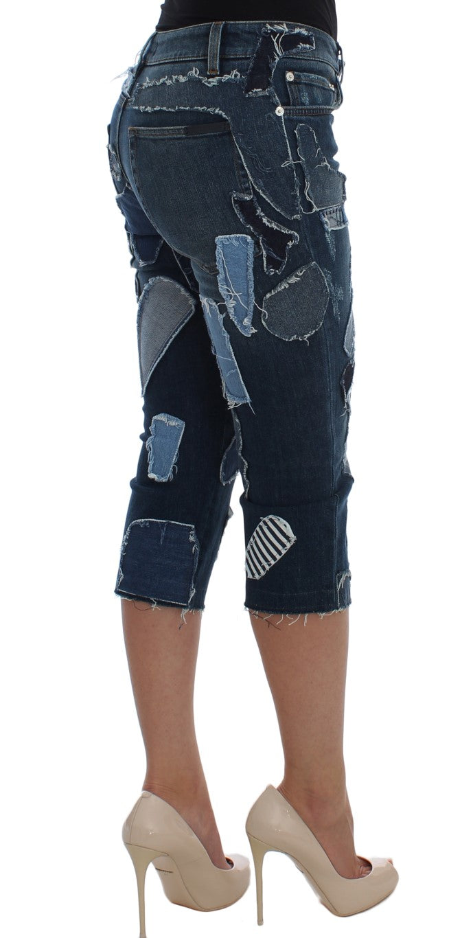 Dolce & Gabbana Chic Blue пачуърк дънкови шорти