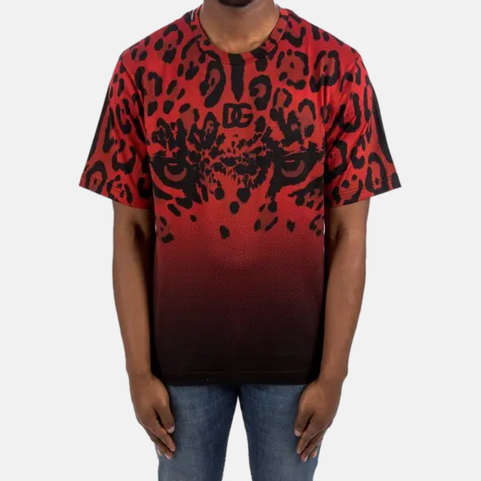 Мъжка червена тениска Dolce & Gabbana Leopard Men T-shirt