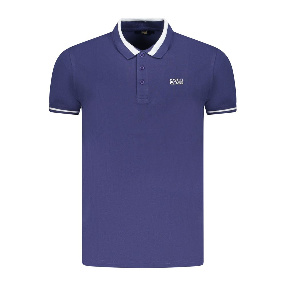 Мъжка поло тениска в синьо Men's polo Cavalli Class TXT64R KB002 04551 Front view
