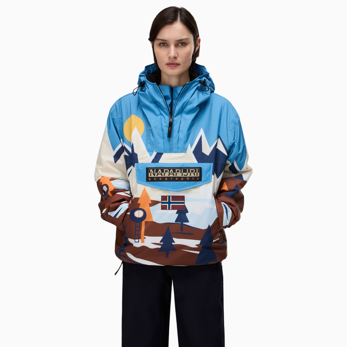 Унисекс яке анорак Napapijri Rainforest Next All Over Print Anorak Jacket NP0A8AHXFDX Front View