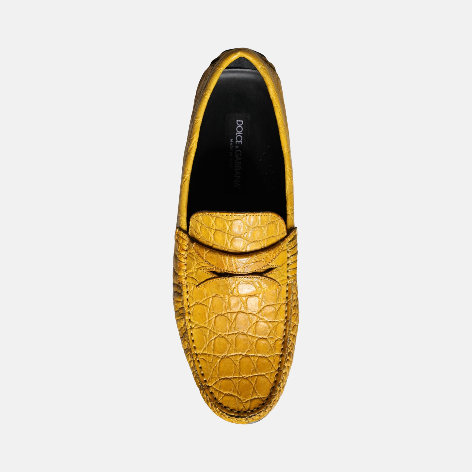 Dolce & Gabbana Yellow Caiman Leather Men Loafers