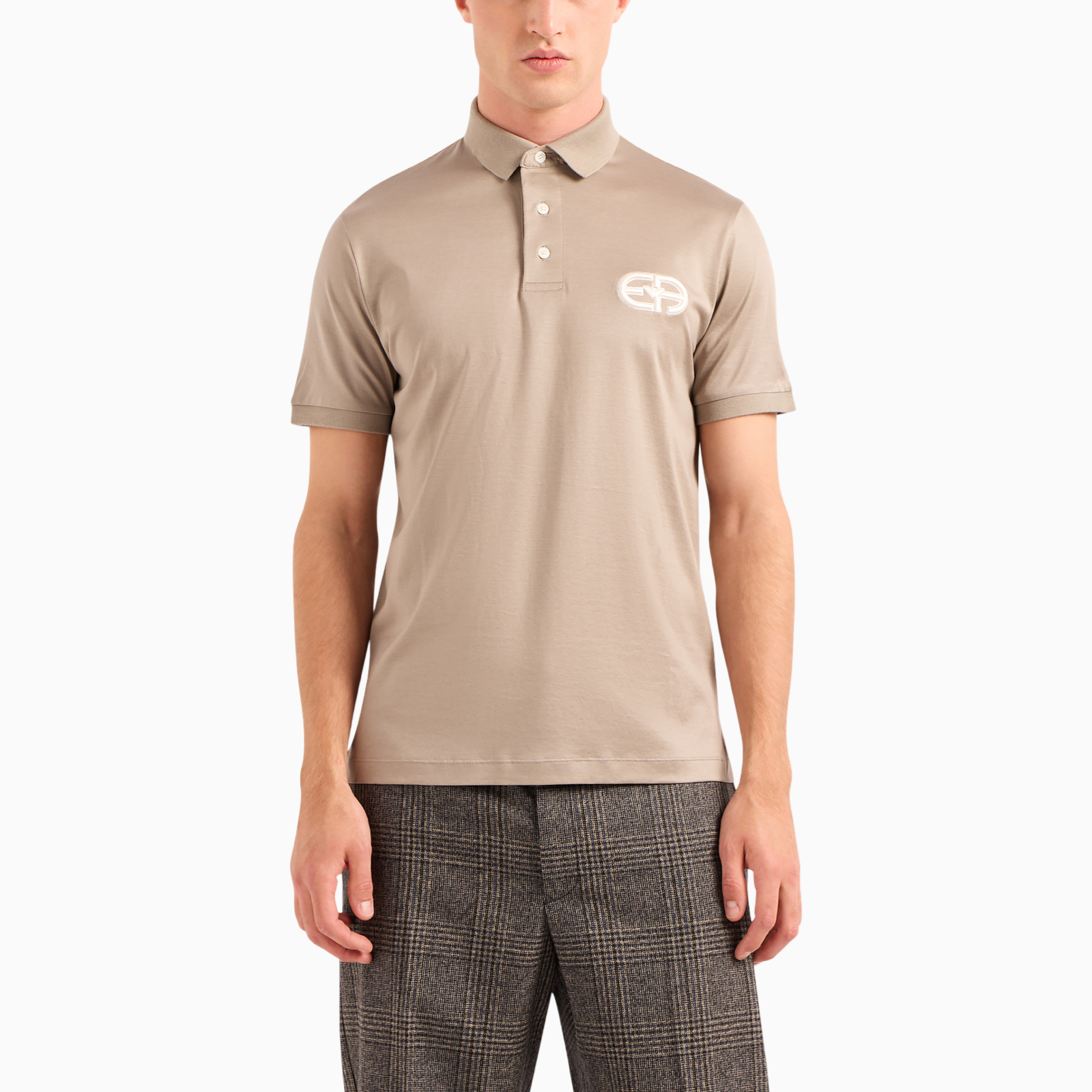 Мъжка бежова поло тениска Emporio Armani 8N1FB6 1JUVZ 0643 Front View