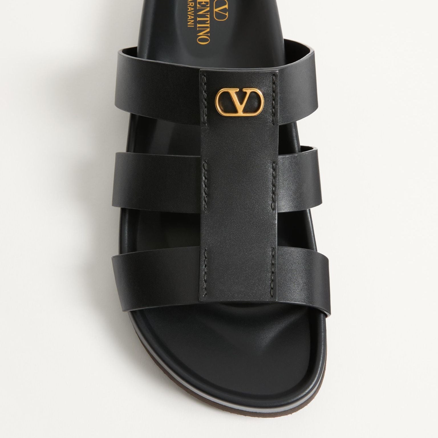 Мъжки чехли сандали Men’s studshield sandals Valentino Garavani 8Y2S0M95BEK0NO Black top toe view