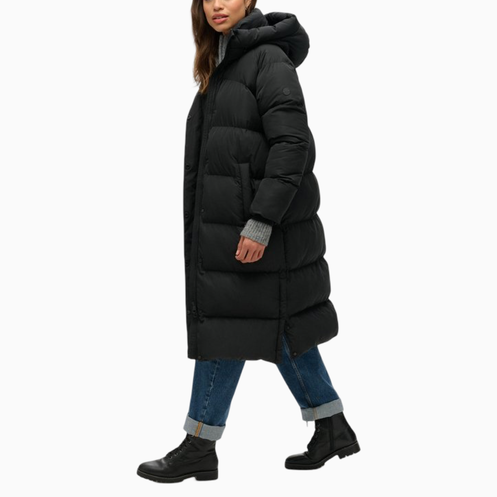 Дамско дълго черно яке Superdry Women Jacket Women Jacket W5011801A Side View