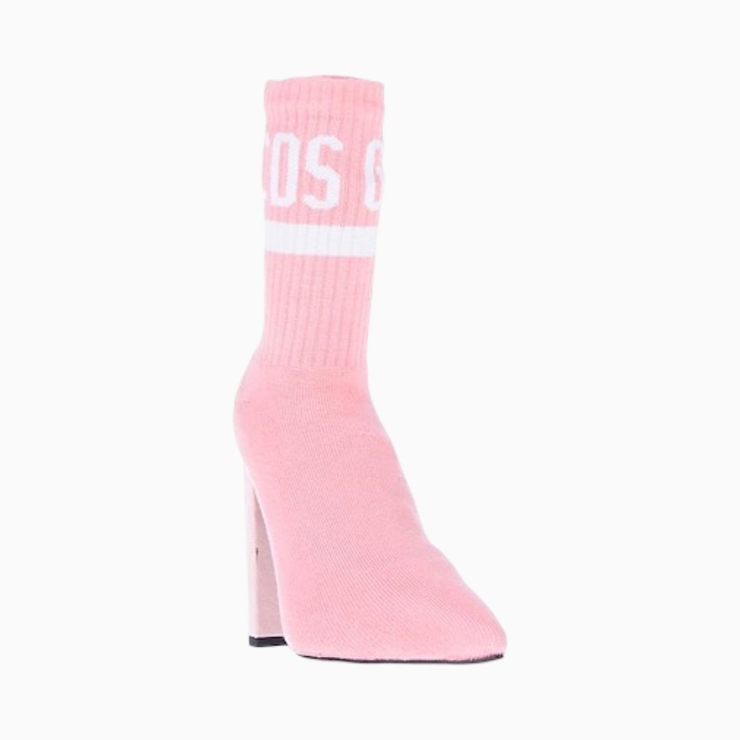 Дамски боти на ток тип чорап Women’s ankle boots GCDS pink