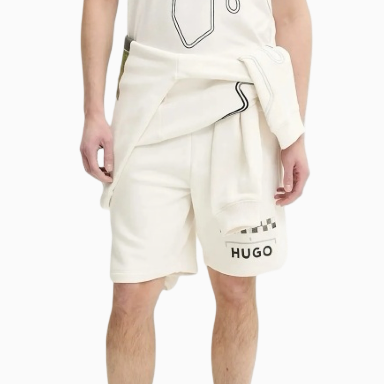 Мъжки бели къси панталони Hugo Men Shorts 50531759 102 Front View