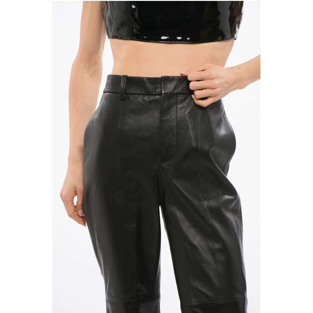 Dsquared² Leather Bootcut Cropped Fit Pants