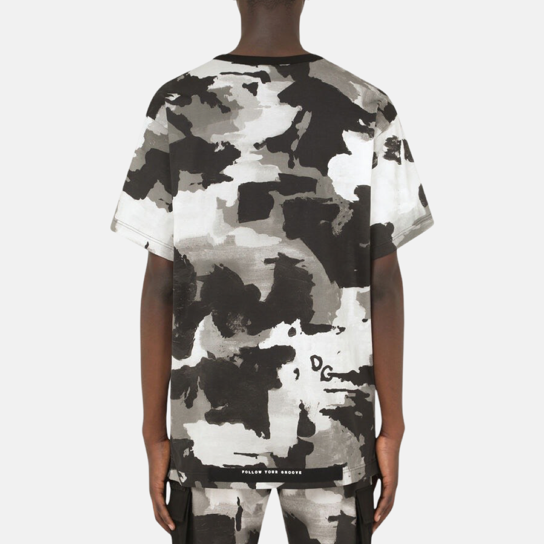 Мъжка текиска Dolce & Gabbana White Camouflage Men T-shirt G8MW0Z G7YIU