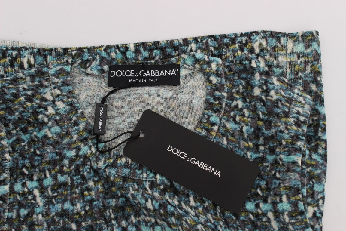 Dolce & Gabbana Елегантен син вълнен пуловер с жилетка