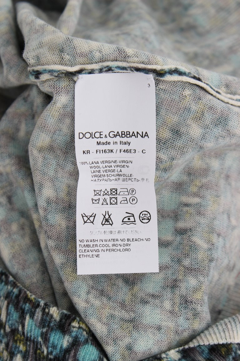 Dolce & Gabbana Елегантен син вълнен пуловер с жилетка