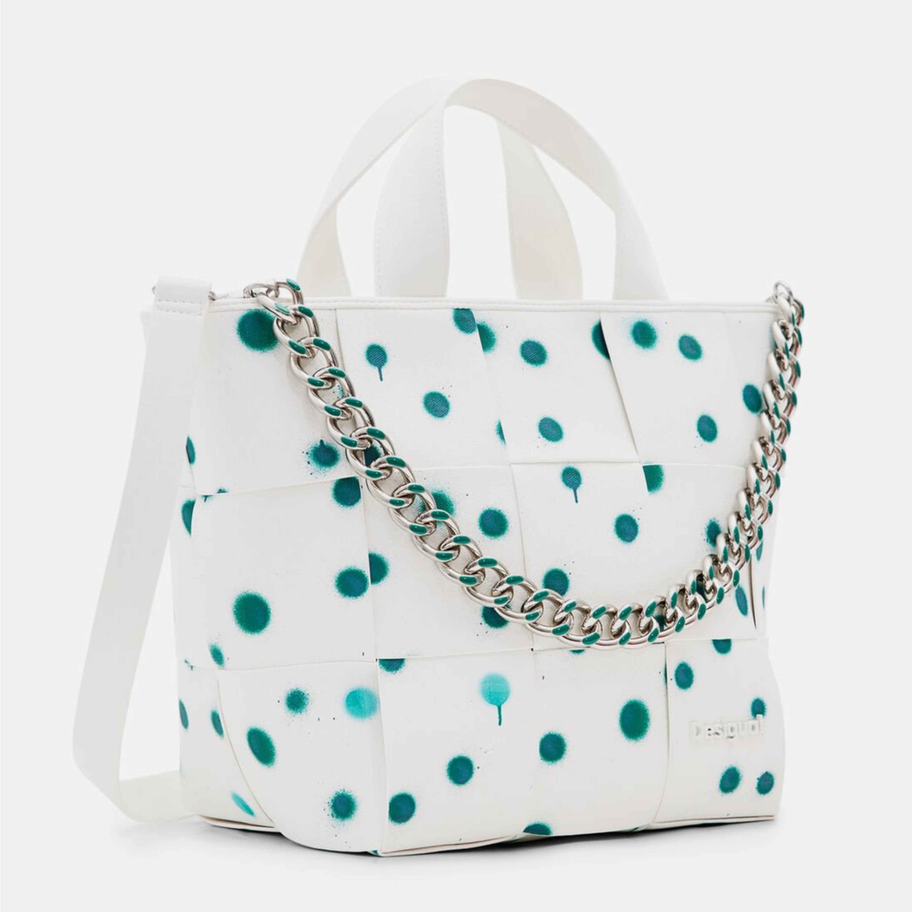 Дамска чанта в бяло Women’s M droplets tote bag Desigual 24SAXP60 1000U