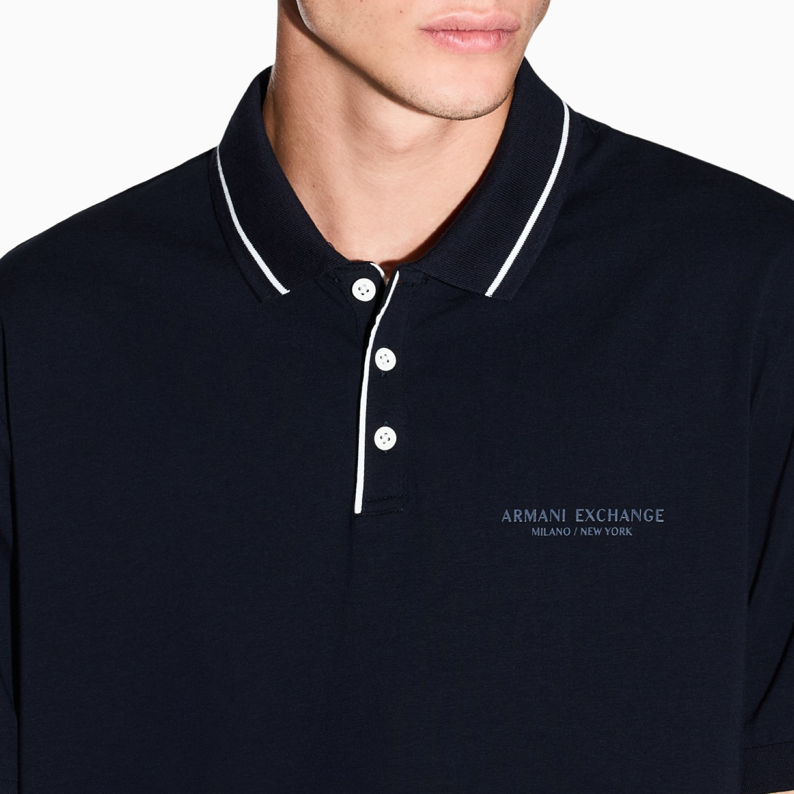 Мъжка тъмно синя поло тениска Armani Exchange Men Polo XM001557 AF10363 UB101 Close-Up