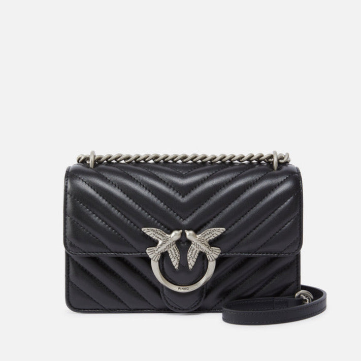 Black women's bag Pinko дамска черна чанта 100074A0GK-Z99O front view