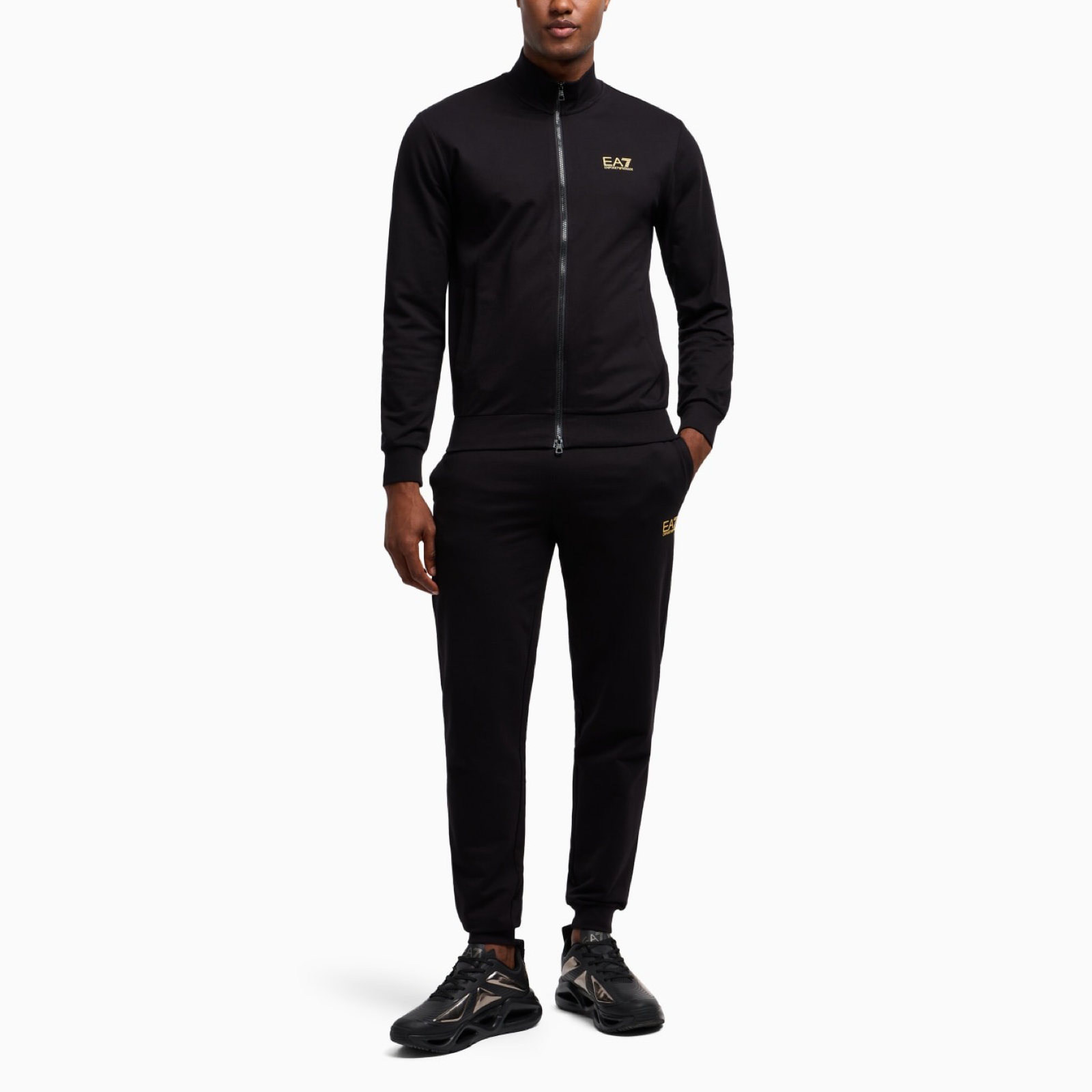Мъжки черен екип EA7 Emporio Armani Men Tracksuit 8NPV60 PJVRZ Front View