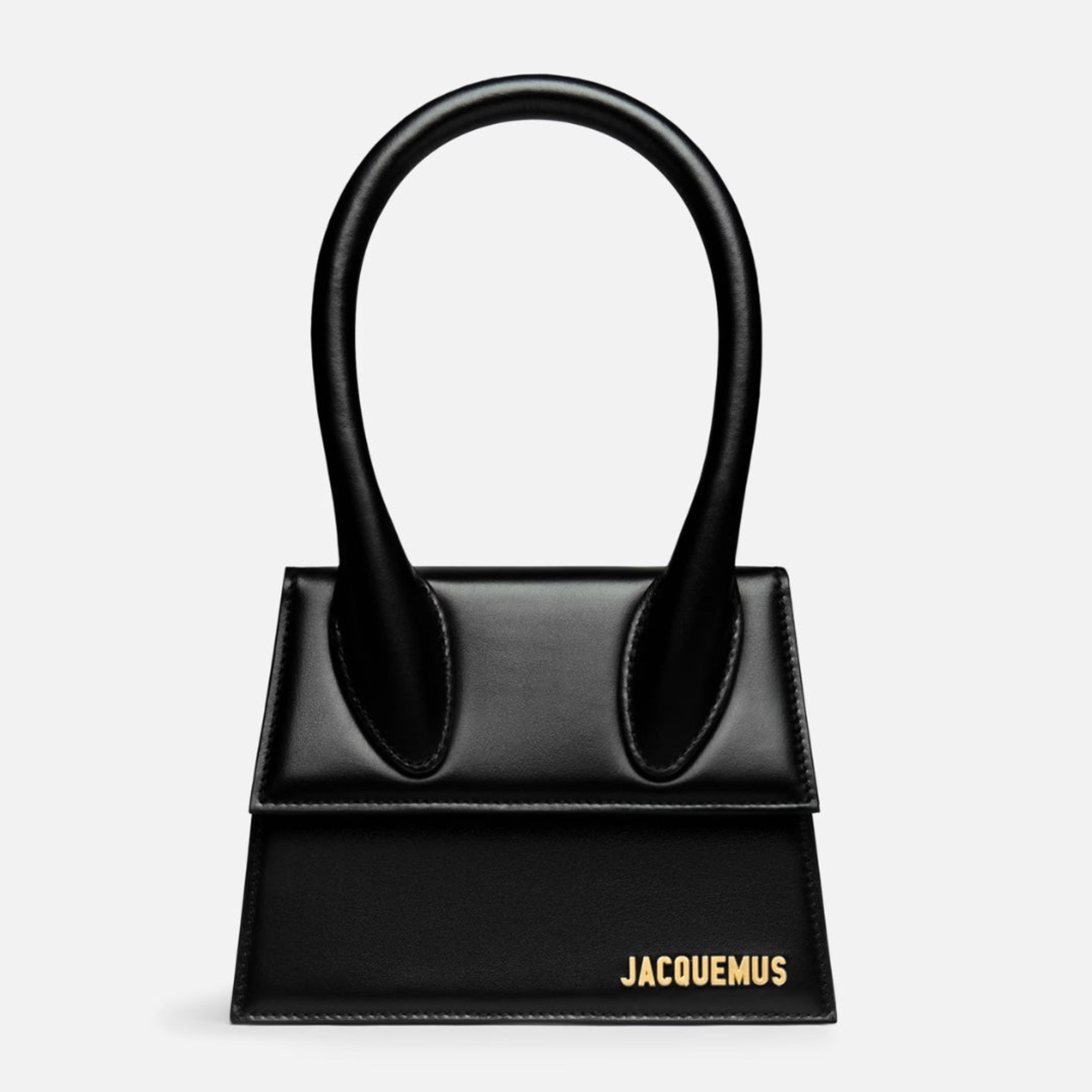 Чанта Medium handbag JACQUEMUS Le Chiquito Medium BAW00002BC01C01990 Black with golden logo front view