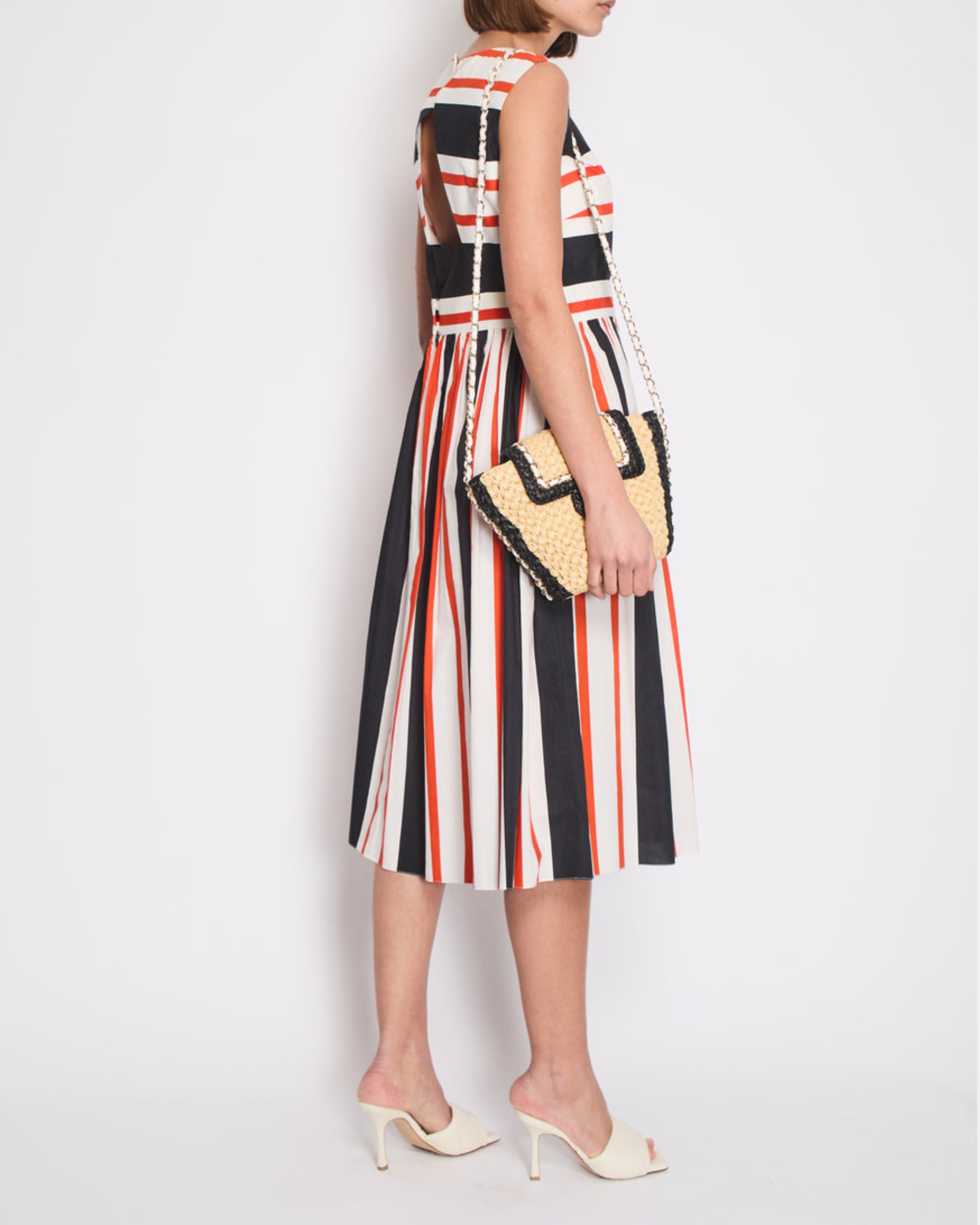 Дамска луксозна рокля DOLCE & GABBANA A-line Pleated Midi Fashion Dress