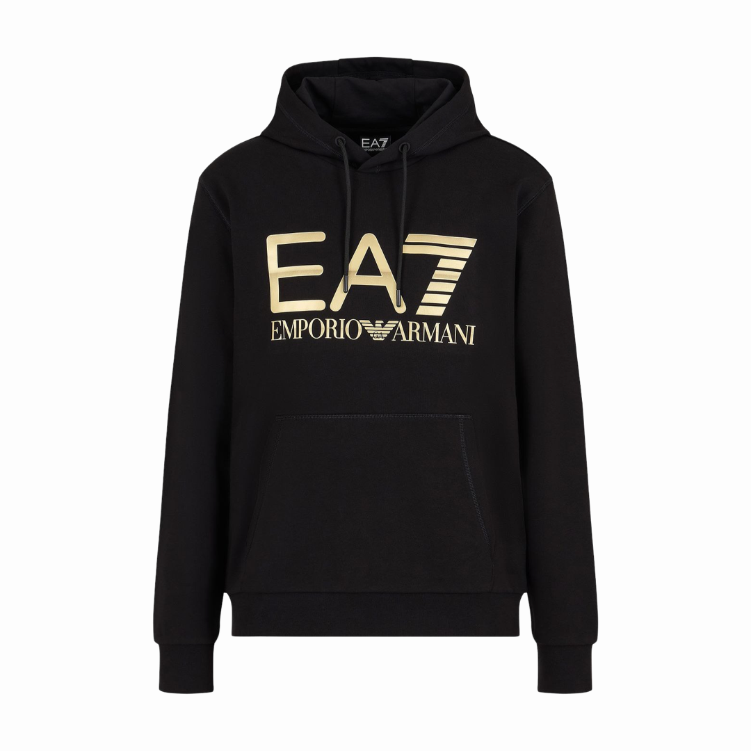 Мъжки черен суитшърт със златно лого EA7 Emporio Armani 6DPM16 PJSHZ Нова колекция