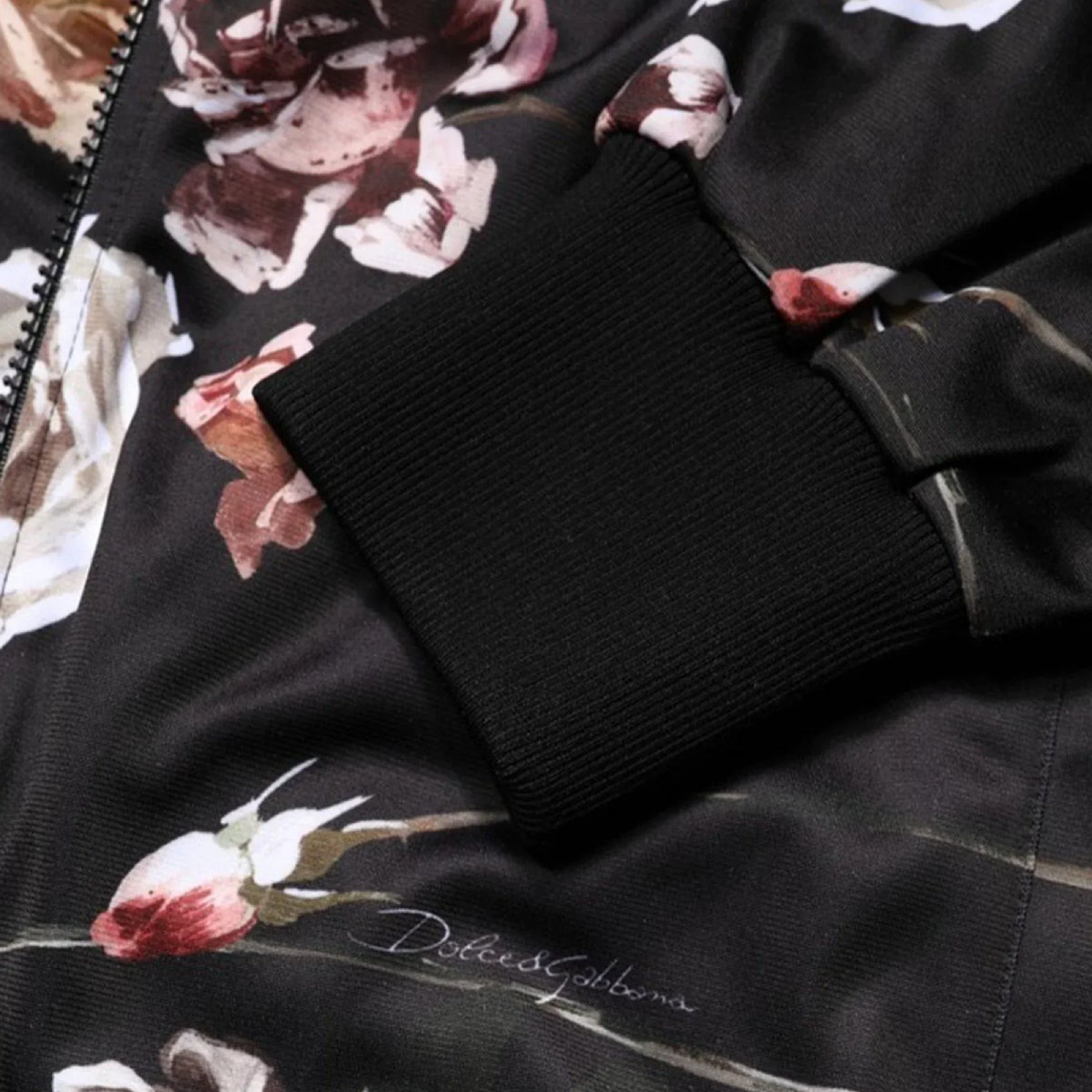 Dolce & Gabbana Rose Motif Bomber Jacket Close-Up